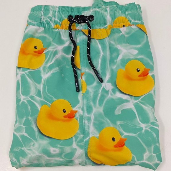 Neff Green Swim Trunks with Yellow Duck Print - Picture 3 of 13
